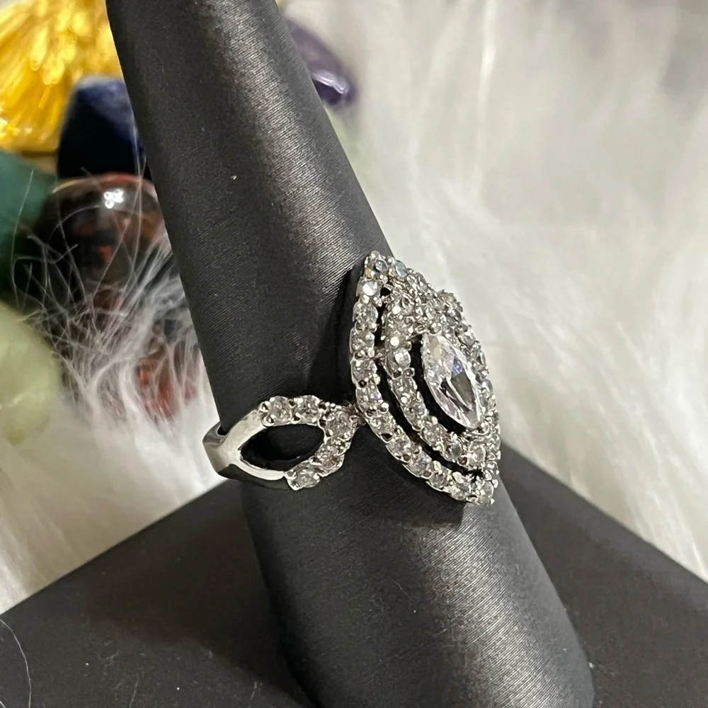 Sterling Marquise Sparkling WS Signed Ring